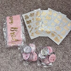 Pink and Gold Bachelorette Party Supplies Set